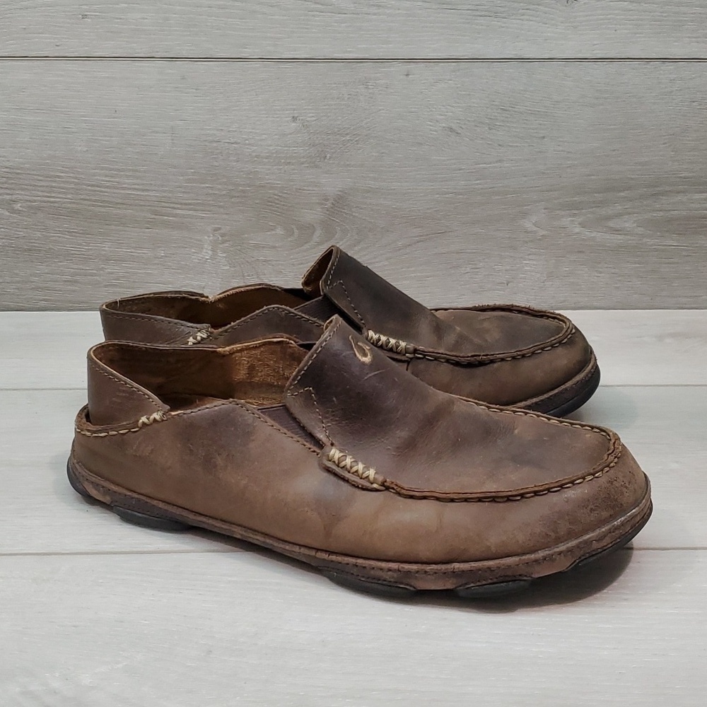 Olukai Mens Moloa Leather Loafer Flats shoes sz 9.5